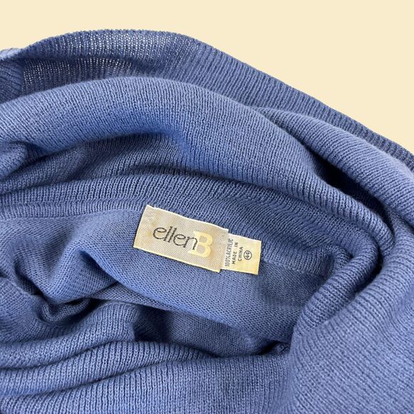 70s/80s Ellen B turtleneck pullover, size 44 vintage blue knit shirtsweater - Picture 6 of 8